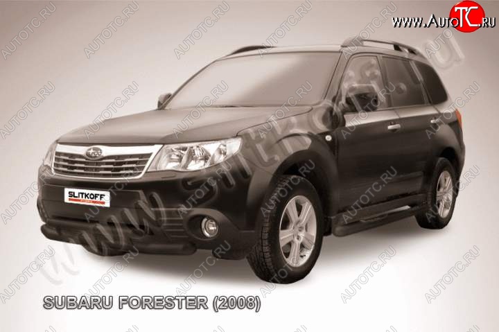 11 299 р. Защита переднего бампер Slitkoff Subaru Forester SH (2008-2013) (Цвет: серебристый)  с доставкой в г. Москва