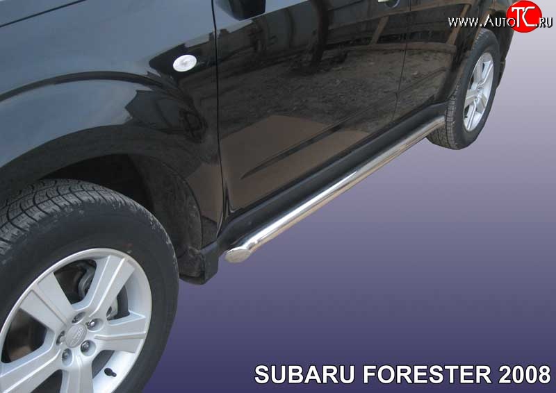 13 999 р. Защита порогов из круглой трубы диаметром 57 мм Slitkoff  Subaru Forester  SH (2008-2013) (Цвет: нержавеющая полированная сталь)  с доставкой в г. Москва