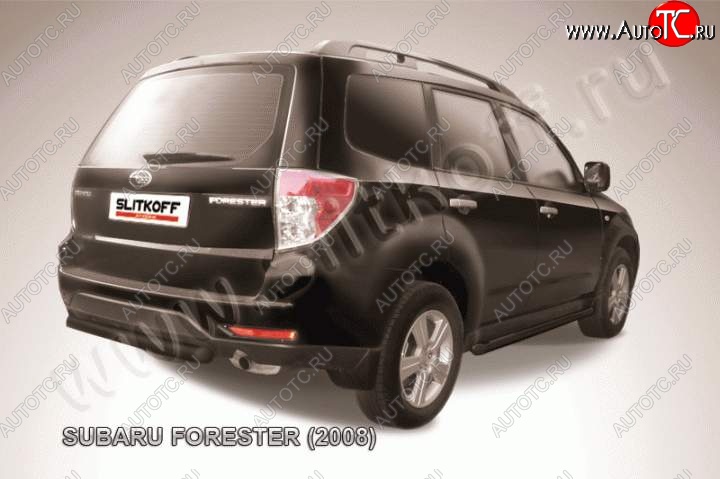 6 399 р. Защита задняя Slitkoff  Subaru Forester  SH (2008-2013) (Цвет: серебристый)  с доставкой в г. Москва