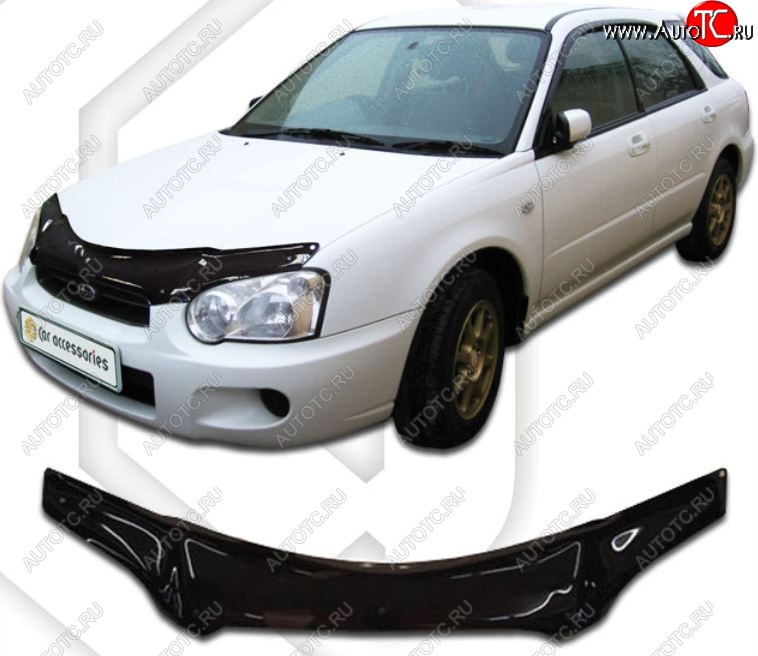 2 099 р. Дефлектор капота (GD2, GDA) CA-Plastiс  Subaru Impreza ( GD,  GG) (2002-2005) седан 1-ый рестайлинг, хэтчбэк 1-ый рестайлинг (Classic черный, Без надписи)  с доставкой в г. Москва