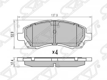 1 089 р. Колодки тормозные SAT (передние)  Subaru Impreza ( GC,  GD) - Outback ( BH/BE12,  BP)  с доставкой в г. Москва. Увеличить фотографию 1