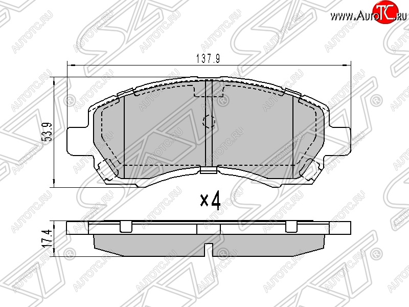 1 089 р. Колодки тормозные SAT (передние) Subaru Outback BP дорестайлинг универсал (2003-2006)  с доставкой в г. Москва