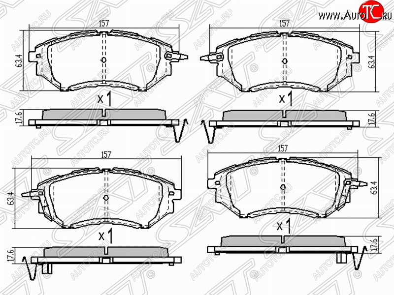 1 449 р. Колодки тормозные (передние) SAT Subaru Outback BP дорестайлинг универсал (2003-2006)  с доставкой в г. Москва