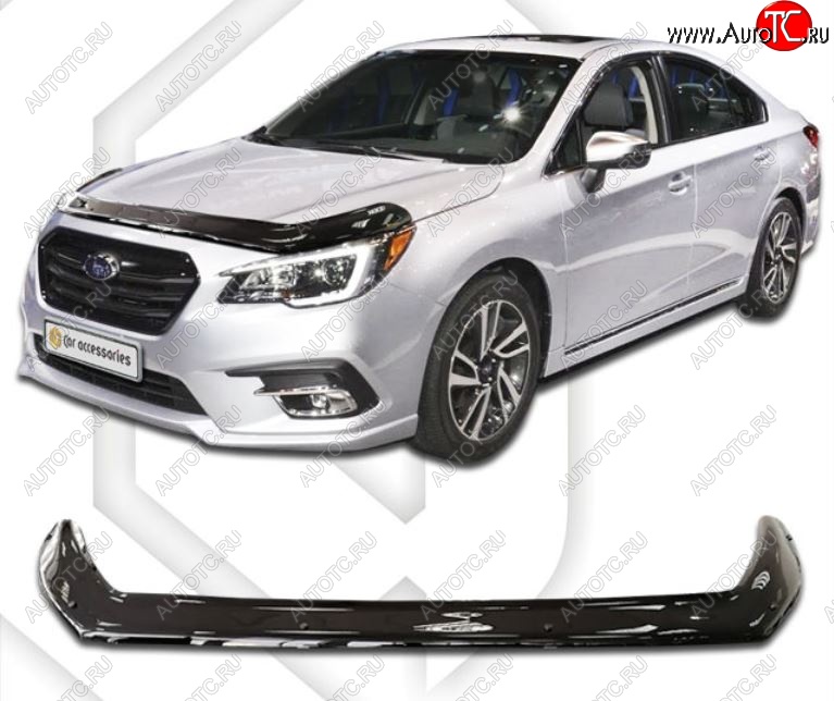 2 899 р. Дефлектор капота CA-Plastiс exclusive  Subaru Legacy  BN/B15 (2017-2024) рестайлинг седан (Classic черный, Без надписи)  с доставкой в г. Москва