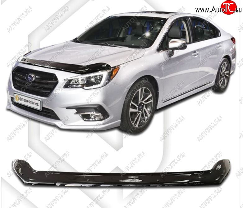 2 159 р. Дефлектор капота CA-Plastiс  Subaru Legacy  BN/B15 (2017-2024) рестайлинг седан (Classic черный, Без надписи)  с доставкой в г. Москва