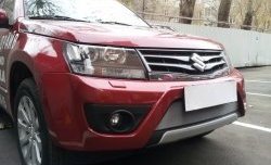 1 539 р. Сетка на бампер Russtal (хром) Suzuki Grand Vitara JT 5 дверей 2-ой рестайлинг (2012-2016)  с доставкой в г. Москва. Увеличить фотографию 2