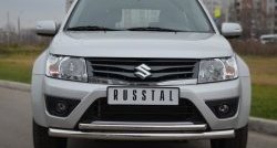 17 999 р. Защита переднего бампера (2 трубыØ63 и 42 мм, нержавейка) SLITKOFF Suzuki Grand Vitara JT 3 двери 2-ой рестайлинг (2012-2016)  с доставкой в г. Москва. Увеличить фотографию 2