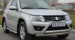 22 299 р. Защита переднего бампера (2 трубыØ75х42 мм, нержавейка) Russtal Suzuki Grand Vitara JT 3 двери 2-ой рестайлинг (2012-2016)  с доставкой в г. Москва. Увеличить фотографию 4