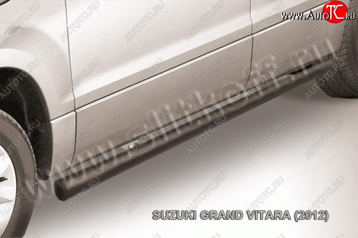 9 899 р. Защита порогов Slitkoff  Suzuki Grand Vitara  JT 5 дверей (2012-2016) 2-ой рестайлинг (Цвет: серебристый)  с доставкой в г. Москва