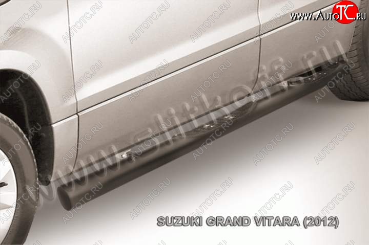 13 749 р. Защита порогов Slitkoff Suzuki Grand Vitara JT 5 дверей 2-ой рестайлинг (2012-2016) (Цвет: серебристый)  с доставкой в г. Москва