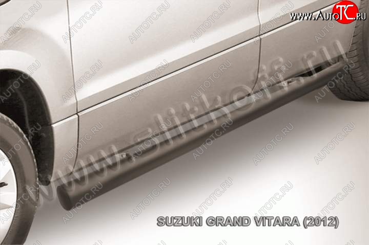 10 599 р. Защита порогов Slitkoff Suzuki Grand Vitara JT 5 дверей 2-ой рестайлинг (2012-2016) (Цвет: серебристый)  с доставкой в г. Москва