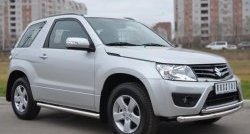 14 849 р. Защита порогов из круглой трубы диаметром 63 мм (3 дв.) Russtal Suzuki Grand Vitara JT 3 двери 2-ой рестайлинг (2012-2016) (Защита порогов с со скосами на торцах (вариант 1))  с доставкой в г. Москва. Увеличить фотографию 3