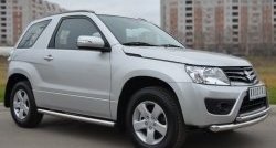 14 849 р. Защита порогов из круглой трубы диаметром 63 мм (3 дв.) Russtal Suzuki Grand Vitara JT 3 двери 2-ой рестайлинг (2012-2016) (Защита порогов с со скосами на торцах (вариант 1))  с доставкой в г. Москва. Увеличить фотографию 5