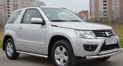 14 849 р. Защита порогов из круглой трубы диаметром 63 мм (3 дв.) Russtal Suzuki Grand Vitara JT 3 двери 2-ой рестайлинг (2012-2016) (Защита порогов с со скосами на торцах (вариант 1))  с доставкой в г. Москва. Увеличить фотографию 9