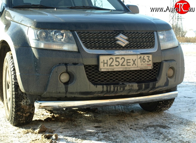 9 499 р. Защита переднего бампера d75x42 мм Металл Дизайн  Suzuki Grand Vitara ( JT 5 дверей,  JT 3 двери) (2005-2008) дорестайлинг, дорестайлинг (полированная нержавейка)  с доставкой в г. Москва