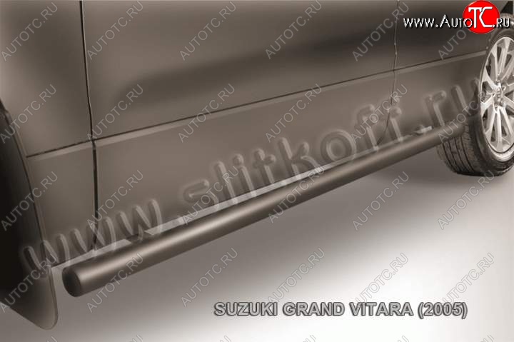 9 899 р. Защита порогов Slitkoff  Suzuki Grand Vitara  JT 5 дверей (2008-2012) 1-ый рестайлинг (Цвет: серебристый)  с доставкой в г. Москва