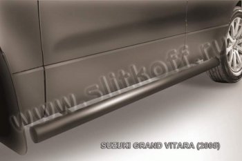 10 599 р. Защита порогов Slitkoff  Suzuki Grand Vitara  JT 5 дверей (2008-2012) 1-ый рестайлинг (Цвет: серебристый)  с доставкой в г. Москва. Увеличить фотографию 1