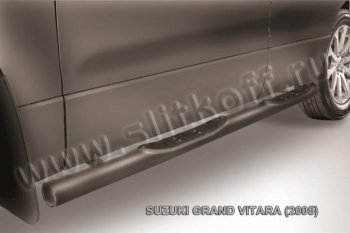 12 399 р. Защита порогов Slitkoff Suzuki Grand Vitara JT 5 дверей дорестайлинг (2005-2008) (Цвет: серебристый)  с доставкой в г. Москва. Увеличить фотографию 1