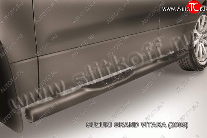 12 399 р. Защита порогов Slitkoff  Suzuki Grand Vitara ( JT 5 дверей,  JT 3 двери) (2005-2008) дорестайлинг, дорестайлинг (Цвет: серебристый)  с доставкой в г. Москва