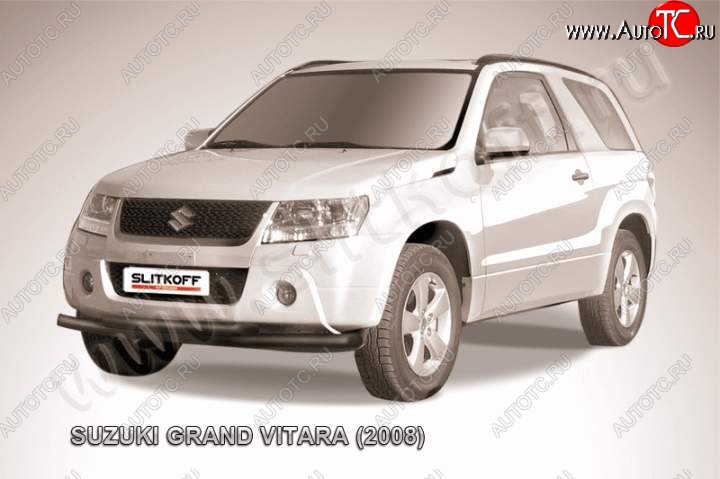 8 199 р. Защита переднего бампер Slitkoff  Suzuki Grand Vitara  JT 3 двери (2005-2008) дорестайлинг (Цвет: серебристый)  с доставкой в г. Москва