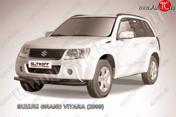 8 199 р. Защита переднего бампер Slitkoff  Suzuki Grand Vitara ( JT 3 двери,  JT 5 дверей) (2008-2012) 1-ый рестайлинг, 1-ый рестайлинг (Цвет: серебристый)  с доставкой в г. Москва