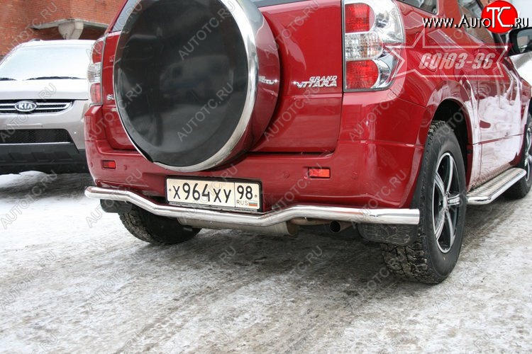 8 504 р. Защита заднего бампера Souz-96 (d60) Suzuki Grand Vitara JT 3 двери дорестайлинг (2005-2008)  с доставкой в г. Москва