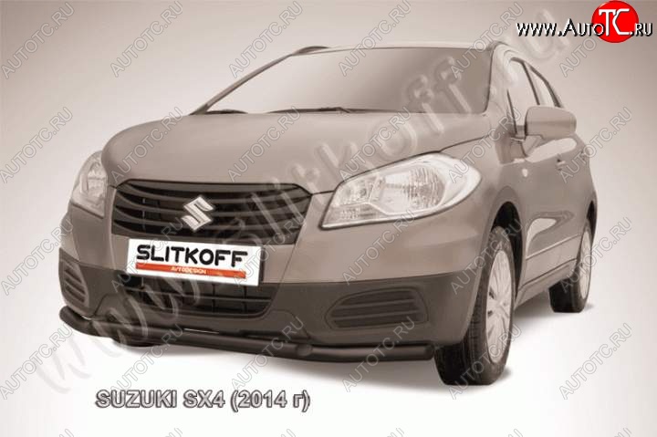 10 499 р. Защита переднего бампер Slitkoff Suzuki SX4 JYB, JYA хэтчбэк дорестайлинг (2013-2016) (Цвет: серебристый)  с доставкой в г. Москва