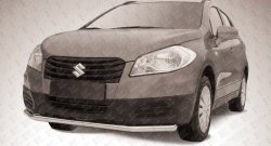 9 999 р. Одинарная защита переднего бампера из трубы диаметром 57 мм Slitkoff Suzuki SX4 JYB, JYA хэтчбэк дорестайлинг (2013-2016) (Цвет: нержавеющая полированная сталь)  с доставкой в г. Москва. Увеличить фотографию 1