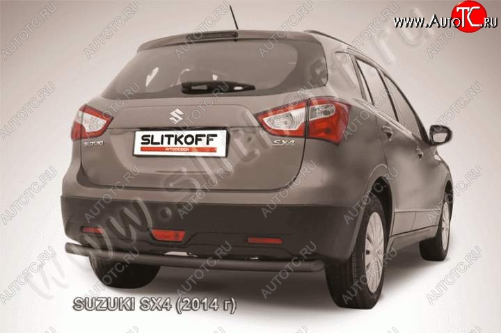 8 449 р. Защита задняя Slitkoff Suzuki SX4 JYB, JYA хэтчбэк дорестайлинг (2013-2016) (Цвет: серебристый)  с доставкой в г. Москва