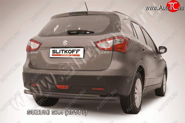 8 999 р. Защита задняя Slitkoff Suzuki SX4 JYB, JYA хэтчбэк дорестайлинг (2013-2016) (Цвет: серебристый)  с доставкой в г. Москва