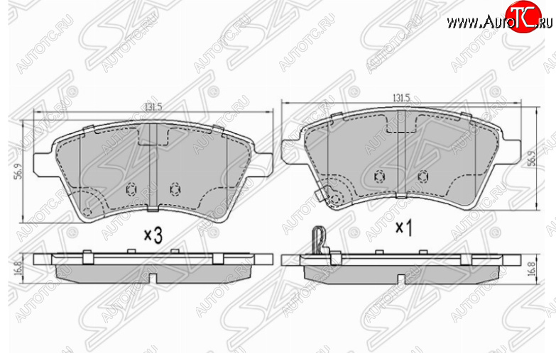 1 659 р. Комплект передних тормозных колодок SAT Suzuki SX4 GYC21S дорестайлинг седан (2006-2012)  с доставкой в г. Москва