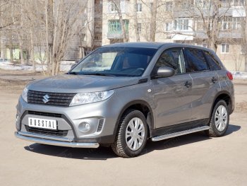 19 649 р. Защита переднего бампера (2 трубы Ø63 и 42 мм, нержавейка) SLITKOFF Suzuki Vitara LY дорестайлинг (2015-2019)  с доставкой в г. Москва. Увеличить фотографию 3