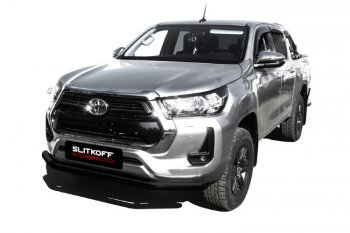 11 649 р. Защита переднего бампера Slitkoff (Ø 76 мм).  Toyota Hilux  AN120 (2017-2020) 1-ый рестайлинг (Сталь с полимерным покрытием. Цвет: черный)  с доставкой в г. Москва. Увеличить фотографию 1