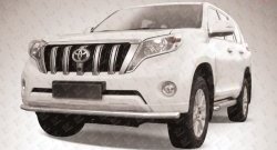 14 799 р. Одинарная защита переднего бампера из трубы диаметром 57 мм Slitkoff Toyota Land Cruiser Prado J150 1-ый рестайлинг (2013-2017) (Цвет: нержавеющая полированная сталь)  с доставкой в г. Москва. Увеличить фотографию 1