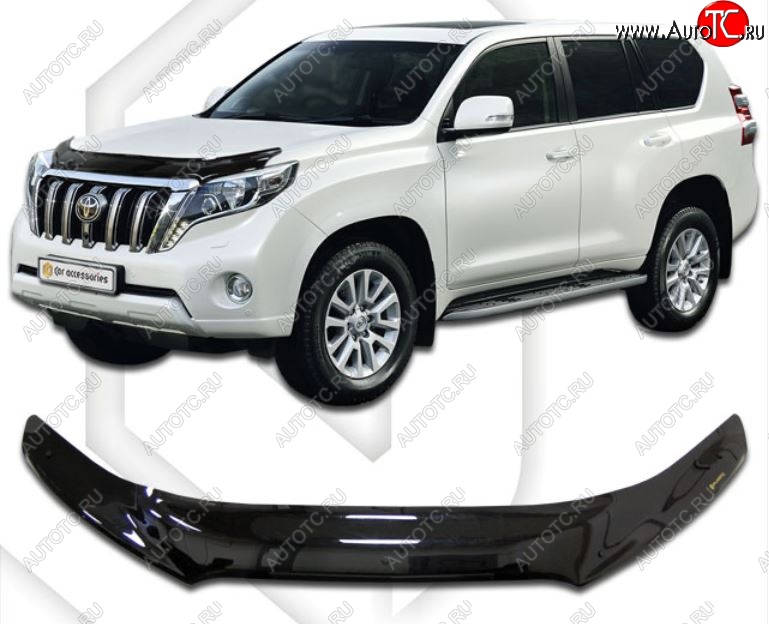 2 199 р. Дефлектор капота CA-Plastiс  Toyota Land Cruiser Prado  J150 (2013-2017) 1-ый рестайлинг (Classic черный, Без надписи)  с доставкой в г. Москва