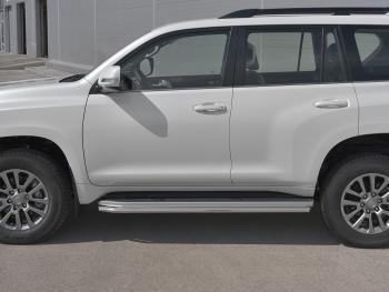 Защита порогов (Ø42 мм, BLACK ONYX) SLITKOFF Toyota Land Cruiser Prado J150 3-ий рестайлинг (2020-2024)  (полированная нержавейка)