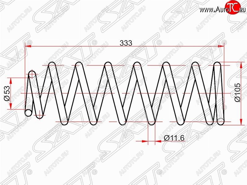 2 599 р. Комплект задних пружин (2 шт) 2WD SAT  Toyota Allion  T240 - Premio  T240  с доставкой в г. Москва