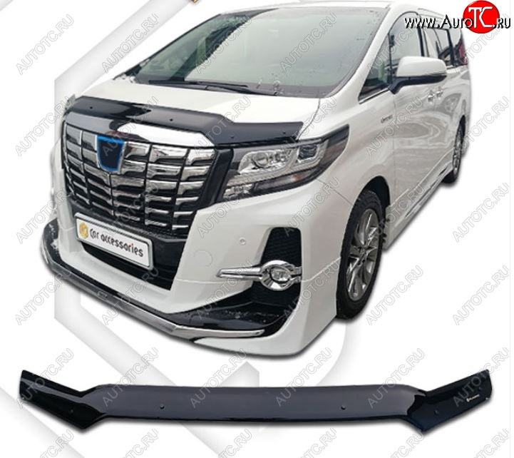 1 999 р. Дефлектор капота CA-Plastiс  Toyota Alphard  H30 (2015-2018) дорестайлинг (Classic черный, Без надписи)  с доставкой в г. Москва