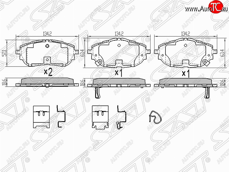 1 549 р. Колодки тормозные (передние) SAT  Toyota Auris  E180 - Corolla ( E150,  E180)  с доставкой в г. Москва