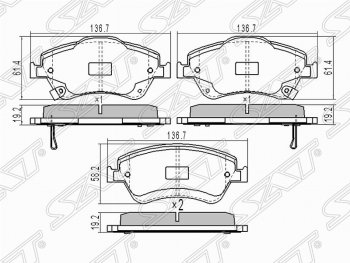 1 279 р. Колодки тормозные (передние) SAT Toyota Auris E150 хэтчбэк 5 дв. дорестайлинг (2006-2010)  с доставкой в г. Москва. Увеличить фотографию 1