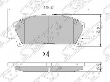 1 249 р. Колодки тормозные SAT (передние)  Toyota Avensis  T220 седан - Carina ( T190,  Е210)  с доставкой в г. Москва. Увеличить фотографию 1