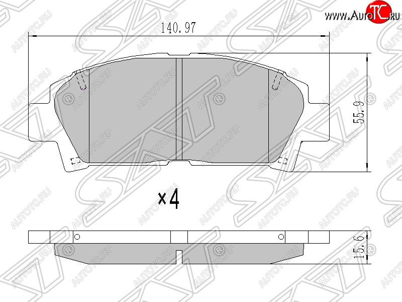 1 249 р. Колодки тормозные SAT (передние)  Toyota Avensis  T220 седан - Carina ( T190,  Е210)  с доставкой в г. Москва