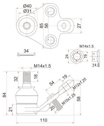 779 р. Шаровая опора (нижняя) SAT Toyota Wish XE20 рестайлинг (2012-2017)  с доставкой в г. Москва. Увеличить фотографию 1