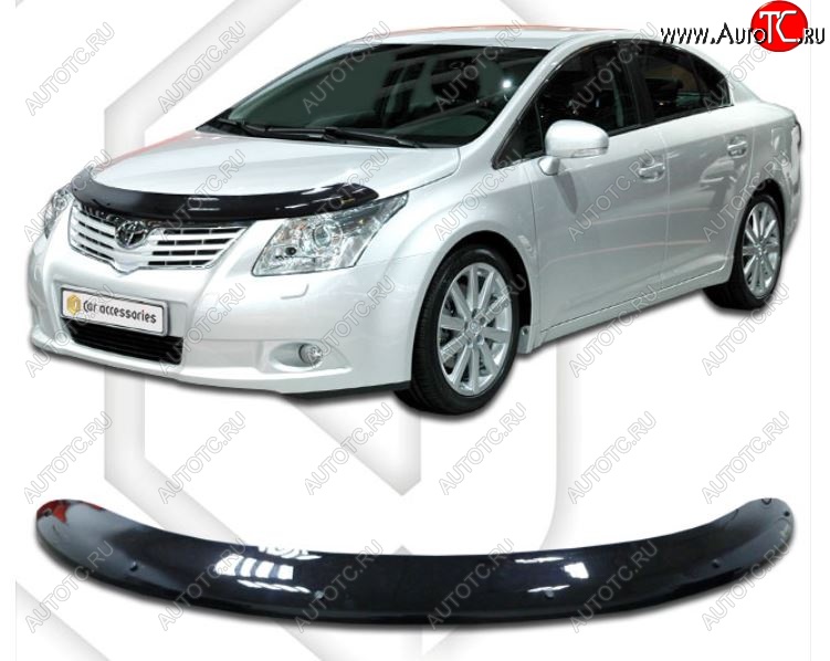 2 199 р. Дефлектор капота CA-Plastiс  Toyota Avensis ( T270 седан,  T270 универсал) (2008-2015) дорестайлинг, дорестайлинг, 1-ый рестайлинг, 1-ый рестайлинг (Classic черный, Без надписи)  с доставкой в г. Москва