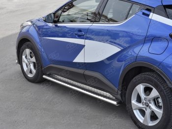 30 649 р. Пороги труба 120х60 Russtal (овал с проступью) Toyota C-HR NGX10, ZGX10 дорестайлинг (2016-2019)  с доставкой в г. Москва. Увеличить фотографию 3