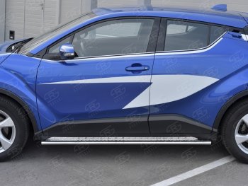 20 749 р. Пороги труба 75х42 Russtal (овал с проступью) Toyota C-HR NGX10, ZGX10 дорестайлинг (2016-2019)  с доставкой в г. Москва. Увеличить фотографию 2