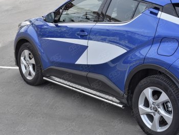 20 749 р. Пороги труба 75х42 Russtal (овал с проступью) Toyota C-HR NGX10, ZGX10 дорестайлинг (2016-2019)  с доставкой в г. Москва. Увеличить фотографию 3