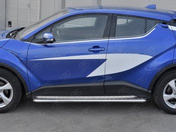 20 749 р. Пороги труба d42 с листом Russtal Toyota C-HR NGX10, ZGX10 дорестайлинг (2016-2019) (Лист алюм, проф. нерж)  с доставкой в г. Москва. Увеличить фотографию 2