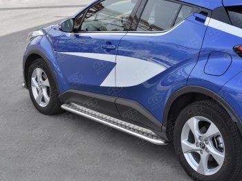 20 749 р. Пороги труба d42 с листом Russtal Toyota C-HR NGX10, ZGX10 дорестайлинг (2016-2019) (Лист алюм, проф. нерж)  с доставкой в г. Москва. Увеличить фотографию 3