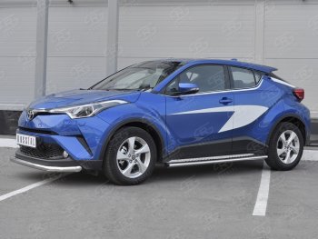 15 399 р. Защита переднего бампера (Ø63 мм, нержавейка) SLITKOFF  Toyota C-HR  NGX10, ZGX10 (2016-2019) дорестайлинг  с доставкой в г. Москва. Увеличить фотографию 2